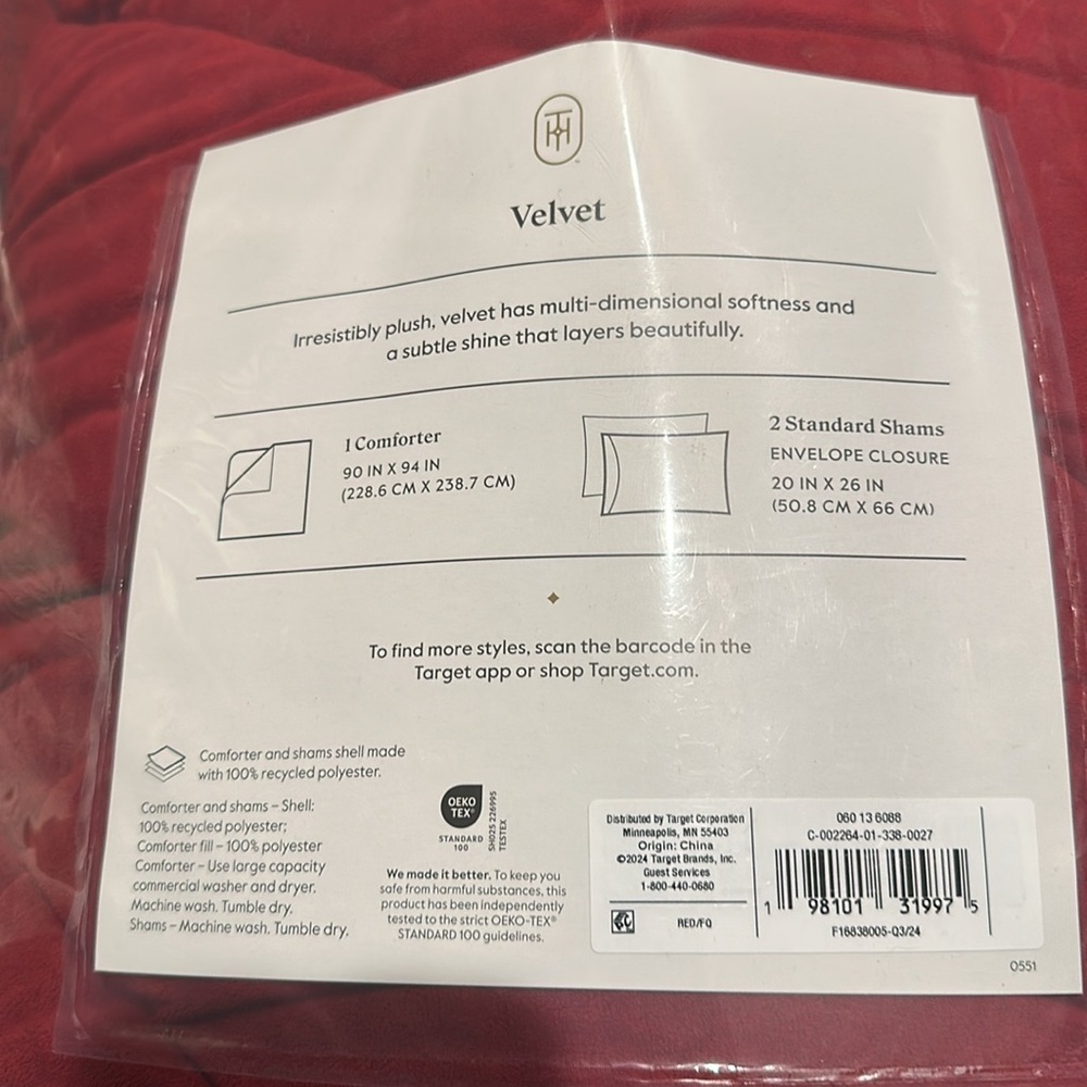 Velvet Red Comforter - Picture 3 of 4